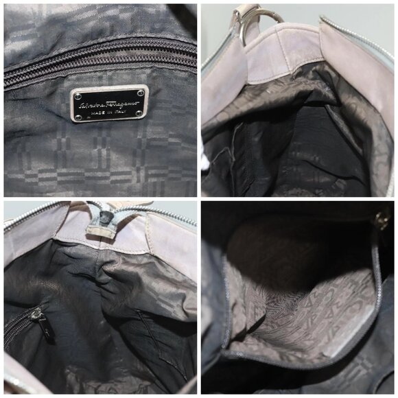Salvatore Ferragamo Gancini Hand Bag Leather 2way Purple Silver Auth - Picture 15 of 16